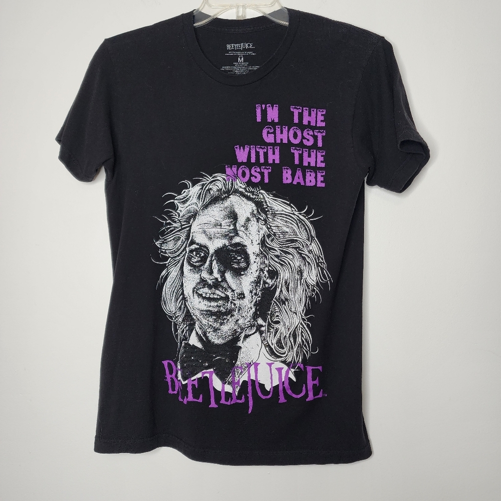 BeetleJuice black purple‎ mens cut tshirt Medium